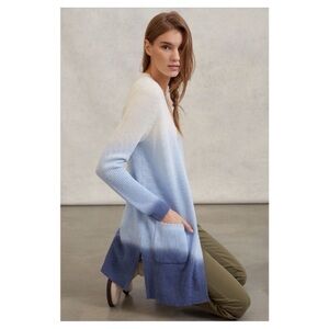 Anthropologie White Blue Ombre Knit Cardigan